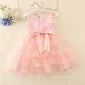 Beaucoup de couches 3-12 ans fille robe perles bébé fille robe de soirée enfants robes conceptions avec rose et blanc